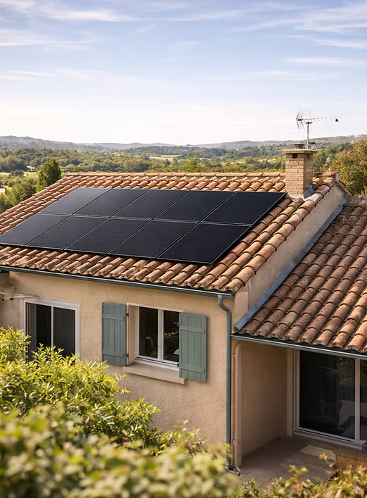Maison équipée de panneaux photovoltaïques Habinnova